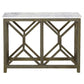 Agas Sofa Console Table 41 Inch White Genuine Marble Top Sandblasted Washed Ash Gray Mango Wood Geometric Frame UPT-315767