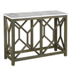 Agas Sofa Console Table 41 Inch White Genuine Marble Top Sandblasted Washed Ash Gray Mango Wood Geometric Frame