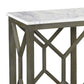 Agas Sofa Console Table 41 Inch White Genuine Marble Top Sandblasted Washed Ash Gray Mango Wood Geometric Frame UPT-315767