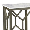 Agas Sofa Console Table 41 Inch White Genuine Marble Top Sandblasted Washed Ash Gray Mango Wood Geometric Frame