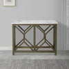 Agas Sofa Console Table 41 Inch White Genuine Marble Top Sandblasted Washed Ash Gray Mango Wood Geometric Frame
