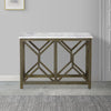 Agas Sofa Console Table 41 Inch White Genuine Marble Top Sandblasted Washed Ash Gray Mango Wood Geometric Frame UPT-315767