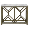 Agas Sofa Console Table 41 Inch White Genuine Marble Top Sandblasted Washed Ash Gray Mango Wood Geometric Frame