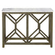 Agas Sofa Console Table 41 Inch White Genuine Marble Top Sandblasted Washed Ash Gray Mango Wood Geometric Frame