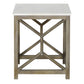 Agas Side End Table 22 Inch Square White Genuine Marble Top Sandblasted Washed Ash Gray Mango Wood Geometric Frame The Urban Port UPT-315769