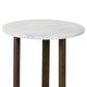 Fina Side End Table 20 Inch Round White Genuine Marble Top Natural Brown Mango Wood 3 Leg Sled Base