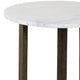 Fina Side End Table 20 Inch Round White Genuine Marble Top Natural Brown Mango Wood 3 Leg Sled Base