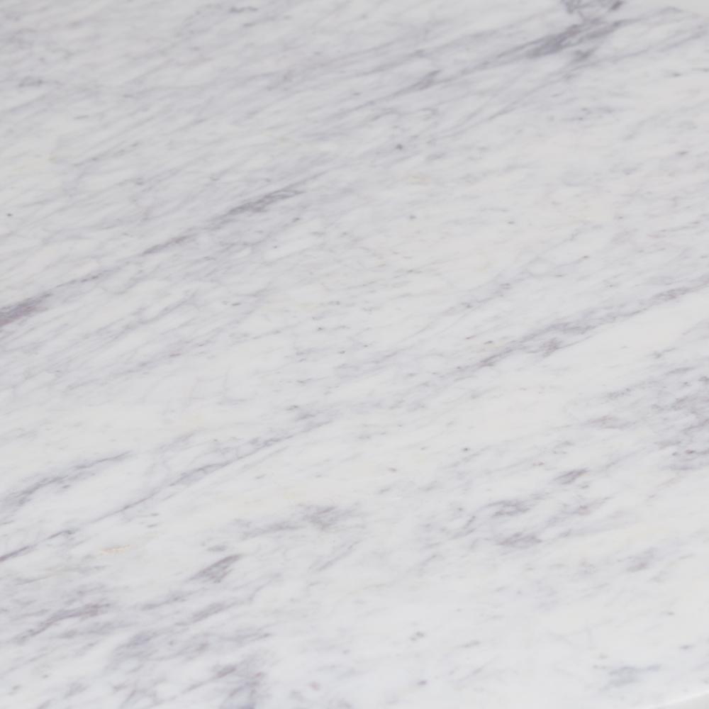 Fina Coffee Table 38 Inch Round White Genuine Marble Top Natural Brown Mango Wood 3 Leg Sled Base The Urban Port UPT-315772