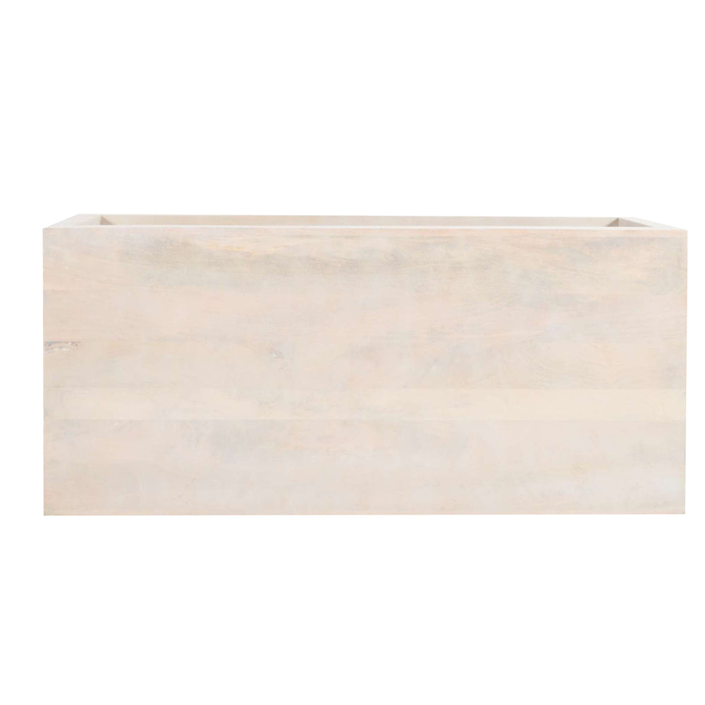 Keli Coffee Table 58 Inch Minimalist Open Frame Rustic Washed White Mango Wood by The Urban Port UPT-315990