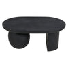 Uri 38 Inch Oval Coffee Table, Mango Wood Full and Half Spherical Leg, Sandblasted Black The Urban Port