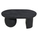 Uri 38 Inch Oval Coffee Table, Mango Wood Full and Half Spherical Leg, Sandblasted Black The Urban Port
