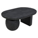 Uri 38 Inch Oval Coffee Table, Mango Wood Full and Half Spherical Leg, Sandblasted Black The Urban Port