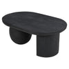 Uri 38 Inch Oval Coffee Table, Mango Wood Full and Half Spherical Leg, Sandblasted Black The Urban Port