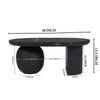 Uri 38 Inch Oval Coffee Table, Mango Wood Full and Half Spherical Leg, Sandblasted Black The Urban Port