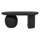 Uri 38 Inch Oval Coffee Table, Mango Wood Full and Half Spherical Leg, Sandblasted Black The Urban Port