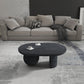 Uri 38 Inch Oval Coffee Table Mango Wood Full and Half Spherical Leg Sandblasted Black The Urban Port UPT-317171