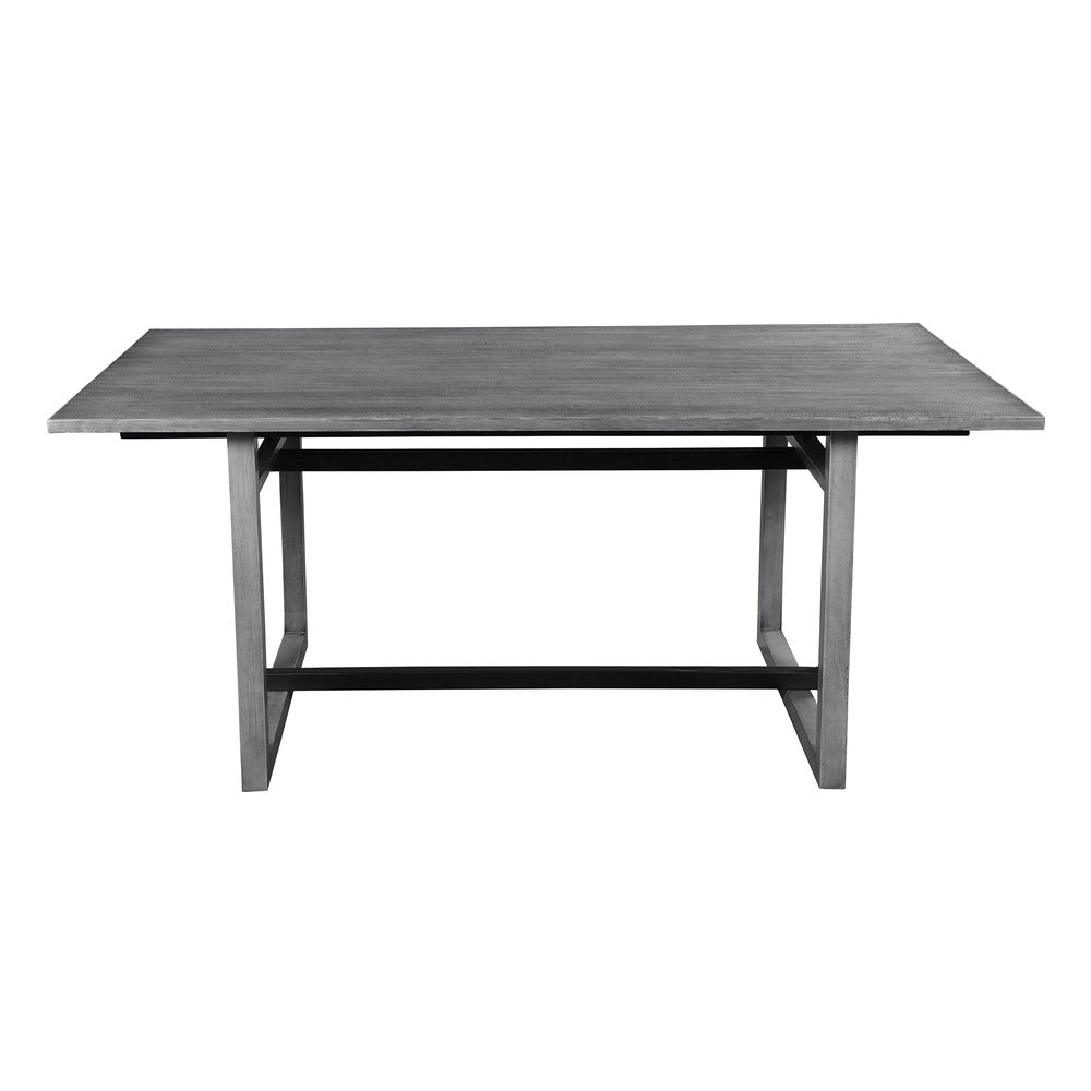 St Tropez Dining Table 72 Inch Rectangular Mango Wood Top with Iron Trestle Base 6 Seater Gray and Black The Urban Port UPT-317653