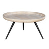Urban Chic Coffee Table 30 Inch Round Tray Top Handcrafted Washed White Mango Wood-The Urban Port UPT-317655