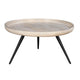 Urban Chic Coffee Table 30 Inch Round Tray Top Handcrafted Washed White Mango Wood-The Urban Port UPT-317655