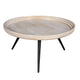 Urban Chic Coffee Table 30 Inch Round Tray Top Handcrafted Washed White Mango Wood-The Urban Port UPT-317655