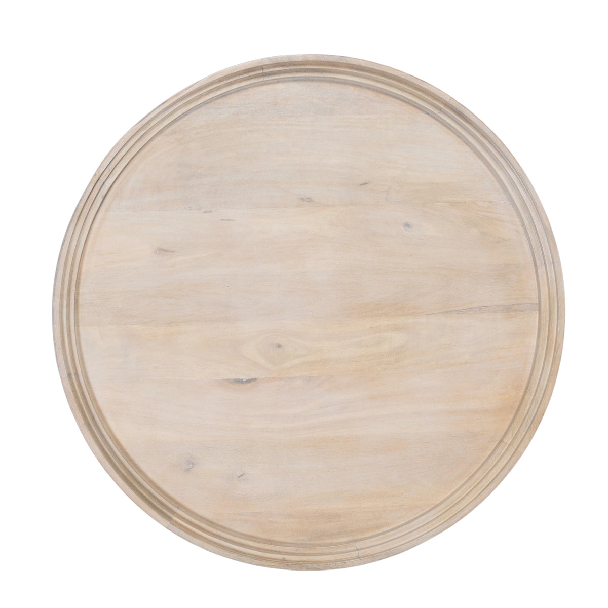 Urban Chic Coffee Table 30 Inch Round Tray Top Handcrafted Washed White Mango Wood-The Urban Port UPT-317655