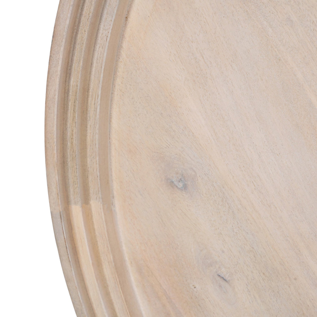Urban Chic Coffee Table 30 Inch Round Tray Top Handcrafted Washed White Mango Wood-The Urban Port UPT-317655