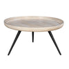 Urban Chic Coffee Table 30 Inch Round Tray Top Handcrafted Washed White Mango Wood-The Urban Port UPT-317655