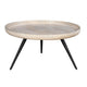 Urban Chic Coffee Table 30 Inch Round Tray Top Handcrafted Washed White Mango Wood-The Urban Port UPT-317655