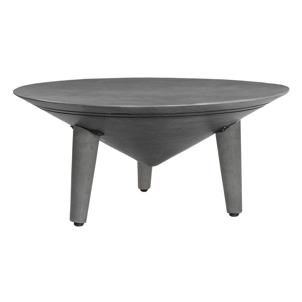 Venus 28 Inch Coffee Table with 3 Tapered Splayed Legs Gray Mango Wood by The Urban Port UPT-317656
