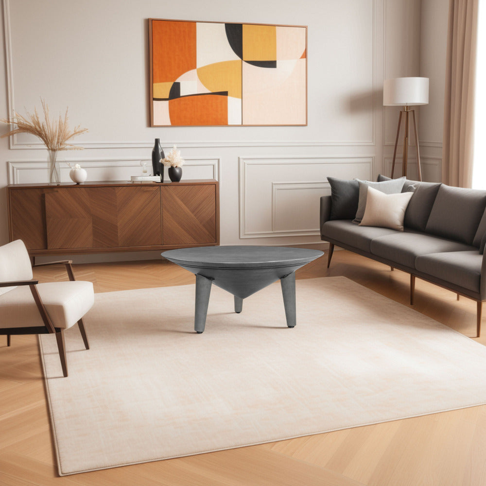 Venus 28 Inch Coffee Table with 3 Tapered Splayed Legs Gray Mango Wood by The Urban Port UPT-317656