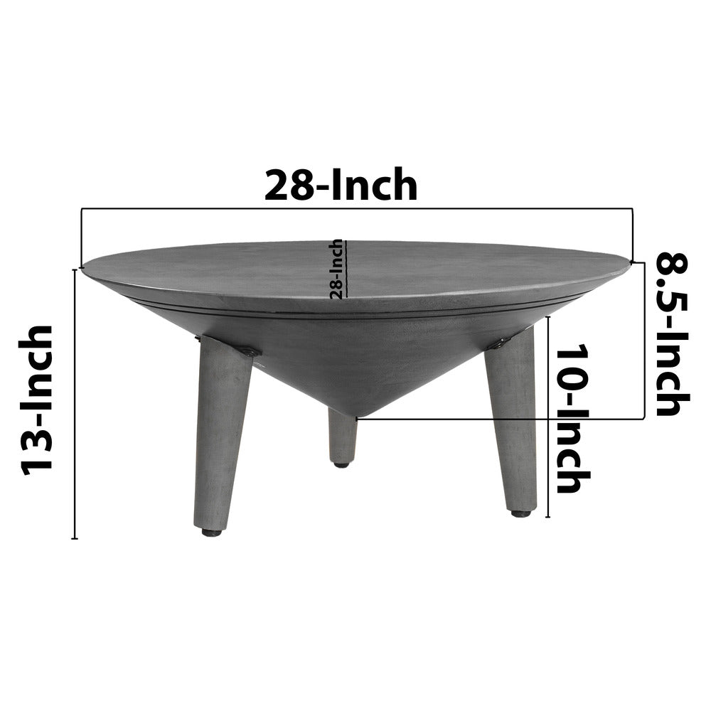 Venus 28 Inch Coffee Table with 3 Tapered Splayed Legs Gray Mango Wood by The Urban Port UPT-317656