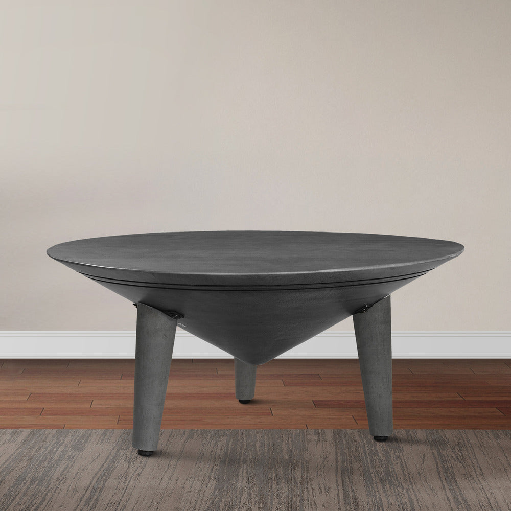 Venus 28 Inch Coffee Table with 3 Tapered Splayed Legs Gray Mango Wood by The Urban Port UPT-317656