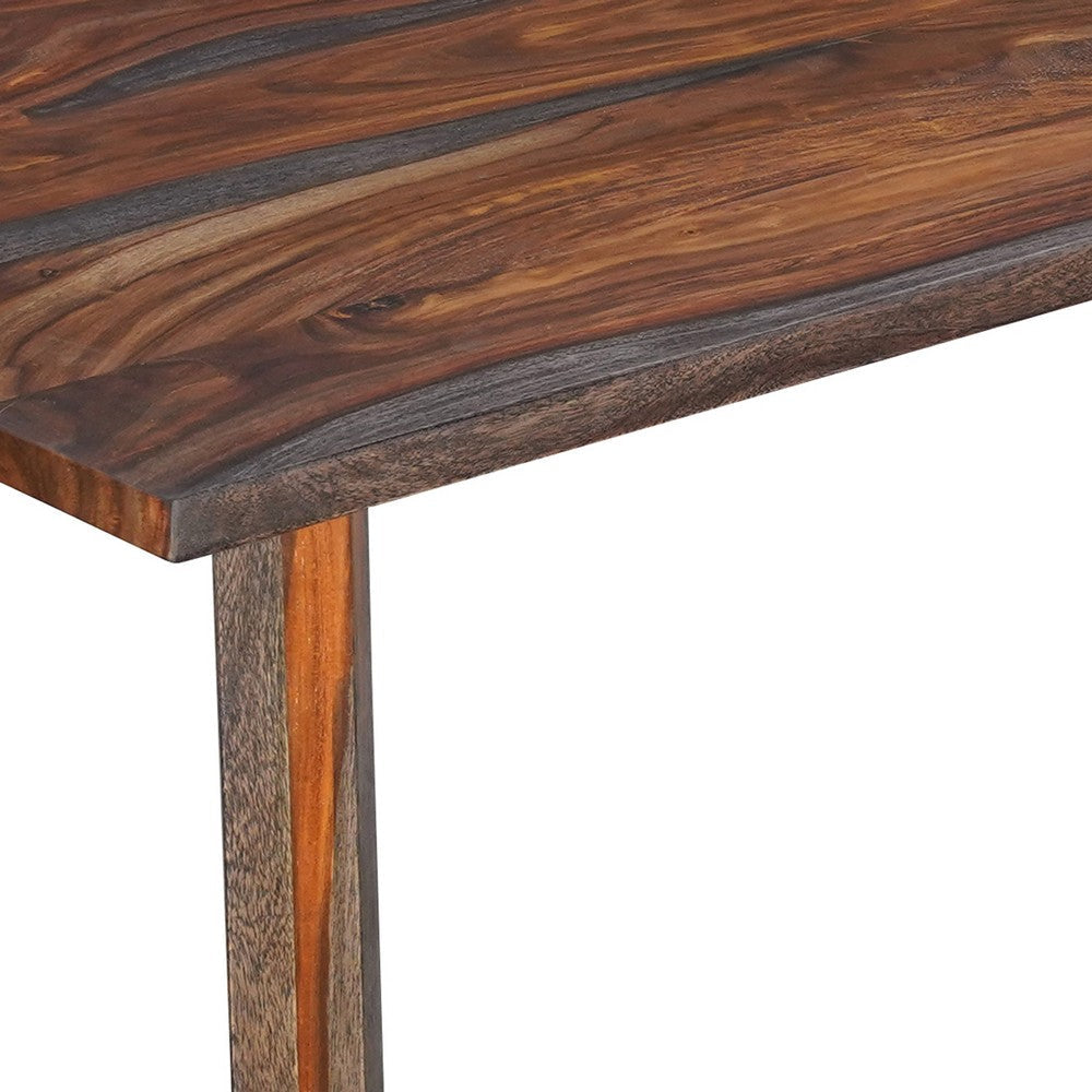 Myra 6 Seater Dining Table 67’’ Rectangular Top in Walnut Brown and Antique Gray Sheesham Wood Black Metal Base By The Urban Port UPT-318398