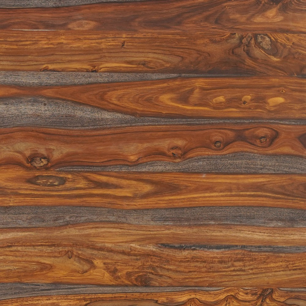 Myra 6 Seater Dining Table 67’’ Rectangular Top in Walnut Brown and Antique Gray Sheesham Wood Black Metal Base By The Urban Port UPT-318398