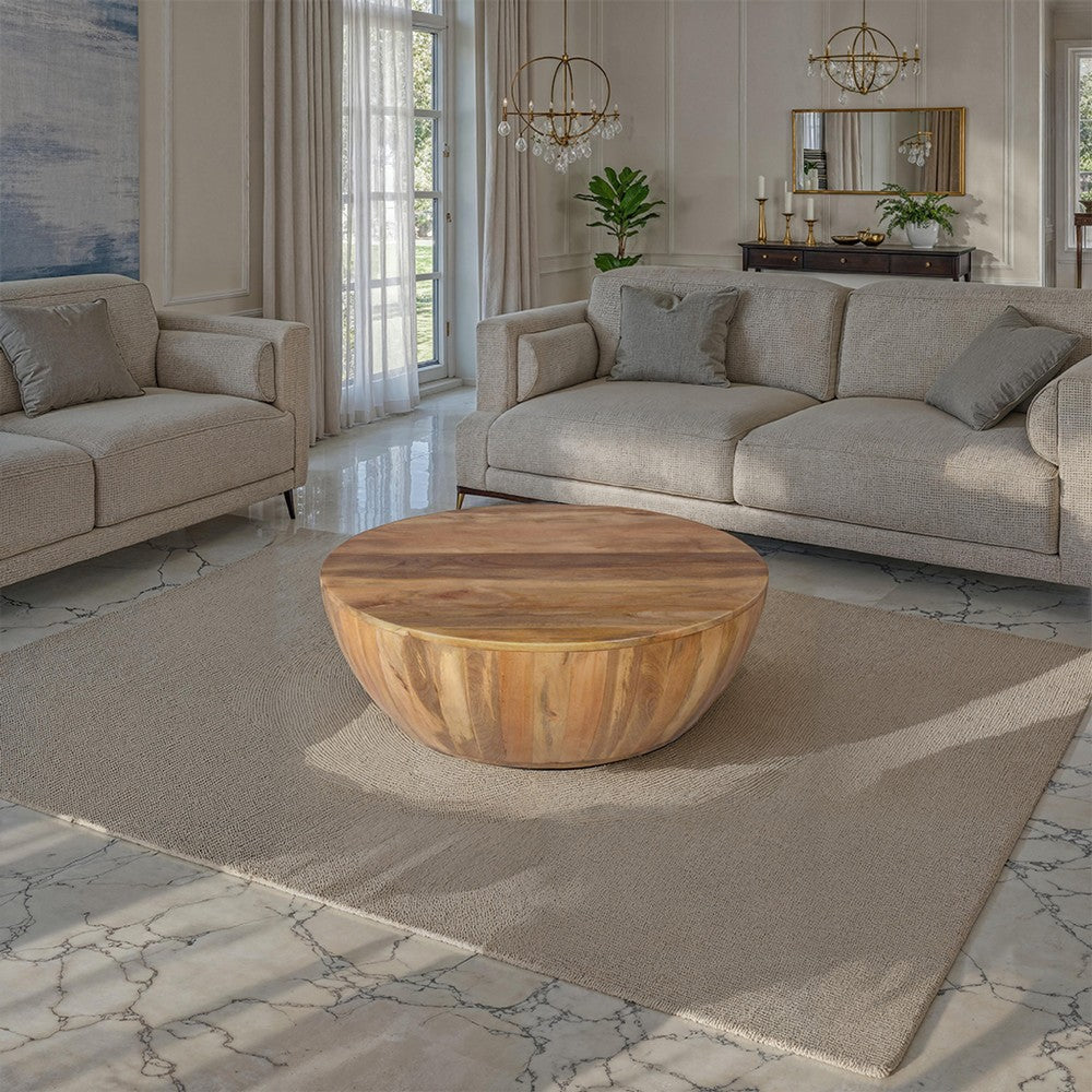 Arthur Mango Wood Coffee Table In Round Shape Dark Brown The Urban Port UPT-32180