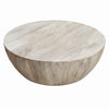 Arthur 35.5 Inch Round Mango Wood Coffee Table Subtle Grains Distressed White By the Urban Port UPT-32181