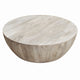 Arthur 35.5 Inch Round Mango Wood Coffee Table Subtle Grains Distressed White By the Urban Port UPT-32181