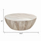 Arthur 35.5 Inch Round Mango Wood Coffee Table Subtle Grains Distressed White By the Urban Port UPT-32181