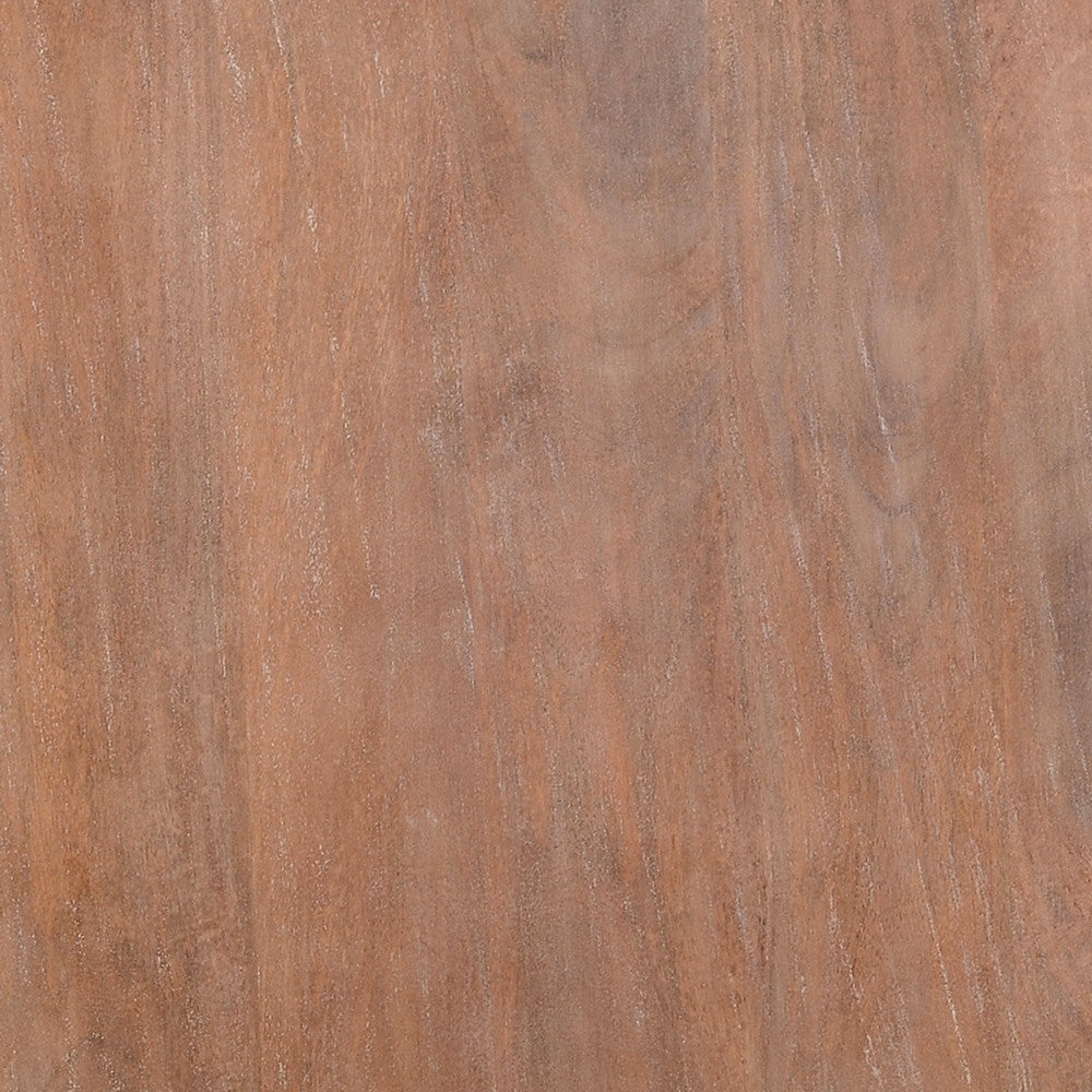 Arthur Drum Shape Wooden Coffee Table with Plank Design Base Distressed Brown The Urban Port UPT-32182