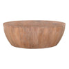 Arthur Drum Shape Wooden Coffee Table with Plank Design Base Distressed Brown The Urban Port UPT-32182