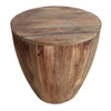 Arthur Hand carved Cylindrical Shape Round Mango Wood Distressed Wooden Side End Table Brown By The Urban Port UPT-32183