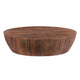 Arthur Handcarved 48 Inch Drum Shape Round Top Mango Wood Distressed Wooden Coffee Table, Brown By The Urban Port