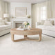 Milan Coffee Table, 32 Inch Round Top, Mango Wood with Sandblasted Natural Brown, Open Sled Base By The Urban Port