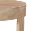 Milan Coffee Table, 32 Inch Round Top, Mango Wood with Sandblasted Natural Brown, Open Sled Base By The Urban Port
