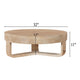 Milan Coffee Table, 32 Inch Round Top, Mango Wood with Sandblasted Natural Brown, Open Sled Base By The Urban Port
