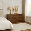 Tao 6 Drawers Dresser, Mango Wood, Walnut Finish, 60" By The Urban Port