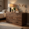 Tao 6 Drawers Dresser, Mango Wood, Walnut Finish, 60" By The Urban Port