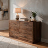 Tao 6 Drawers Dresser, Mango Wood, Walnut Finish, 60" By The Urban Port