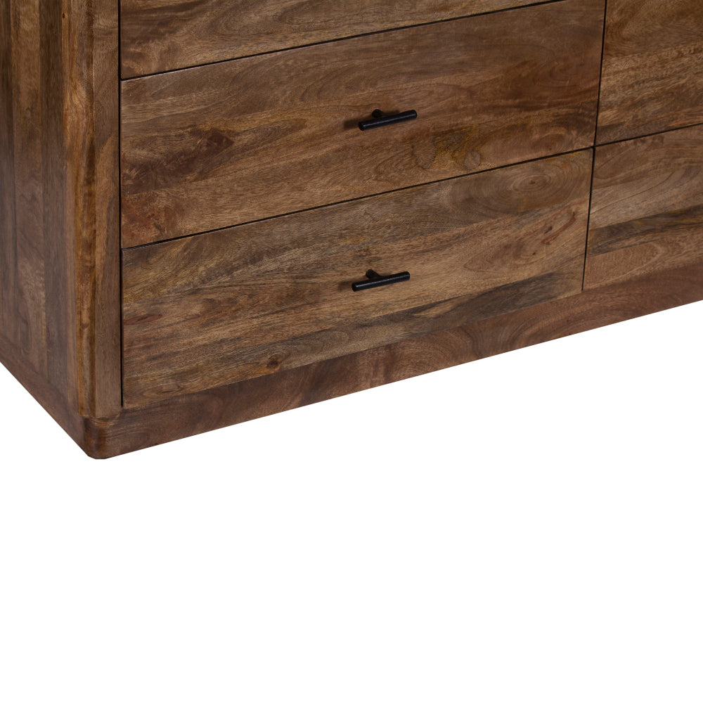 Tao 6 Drawers Dresser, Mango Wood, Walnut Finish, 60" By The Urban Port
