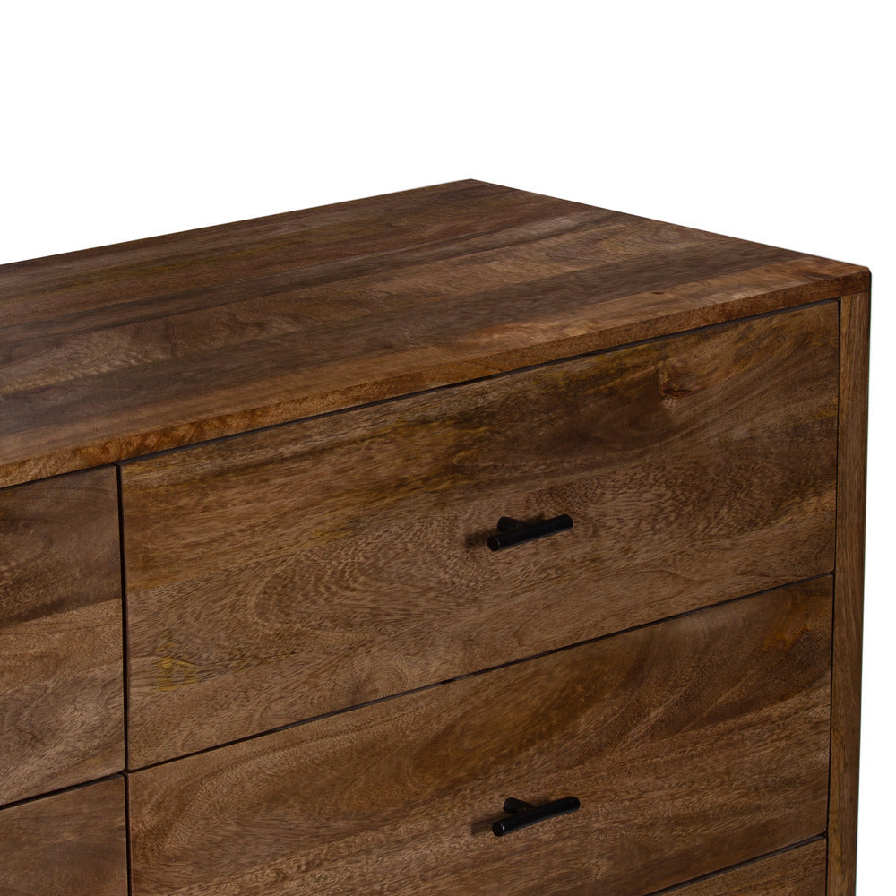 Tao 6 Drawers Dresser Mango Wood Walnut Finish 60’’ By The Urban Port UPT-326509